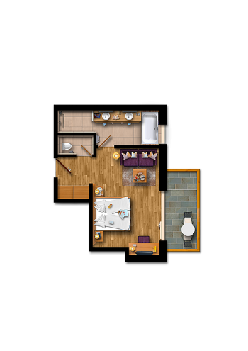 Double room with balcony (extra bed)